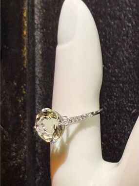 10K Solid White Gold 3.10 CTW Green Amethyst (Prasiolite) Size 7.25